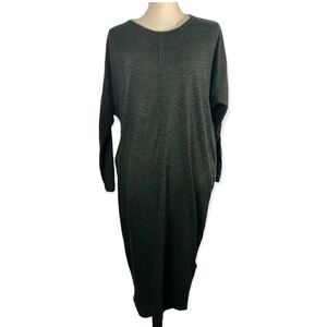 Billy Reid Midi Dress Pima Cotton Cashmere Dolman Sleeve Charcoal Small